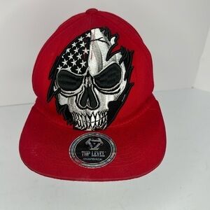 Skull American USA Flag Hat Embroidery Cotton Snapback Flat Bill Baseball Cap